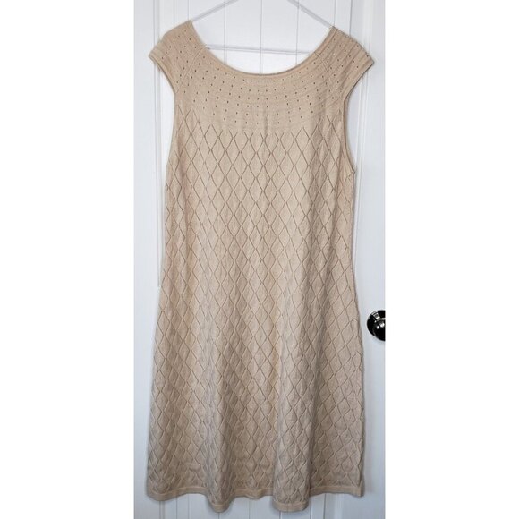 Sundance Soft Whispers Dress Womens XL Beige Sweater Sleeveless Knit A Line - Picture 3 of 12
